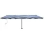 Toldo de pie retráctil manual azul y blanco 600x350 cm de , Toldos - Ref: Foro24-3069876, Precio: 683,06 €, Descuento: %