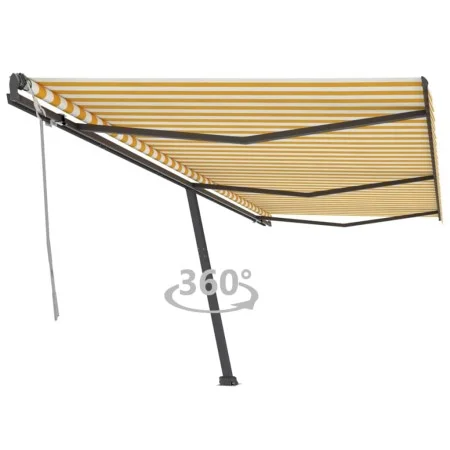 Gelb-weiße Markise mit manuell ausziehbarem Fuß, 600 x 300 cm von , Markisen - Ref: Foro24-3069798, Preis: 597,61 €, Rabatt: %