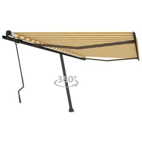 Yellow and white manual retractable foot awning 450x300 cm by , Awnings - Ref: Foro24-3069758, Price: 458,06 €, Discount: %