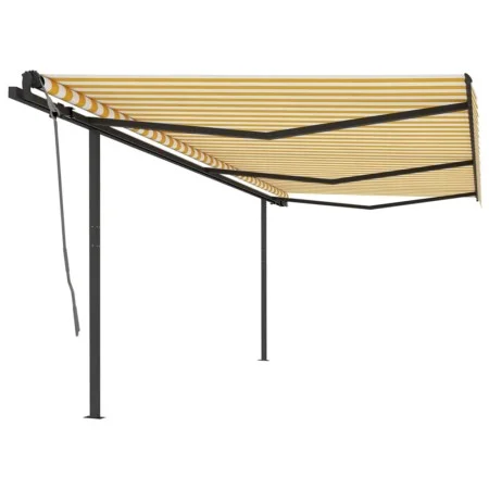 Manual retractable awning with yellow and white poles 6x3 m by , Awnings - Ref: Foro24-3070198, Price: 601,24 €, Discount: %