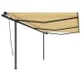 Toldo retráctil manual con postes amarillo y blanco 6x3 m de , Toldos - Ref: Foro24-3070198, Precio: 601,24 €, Descuento: %
