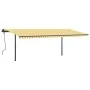 Manual retractable awning with yellow and white poles 6x3 m by , Awnings - Ref: Foro24-3070198, Price: 601,24 €, Discount: %