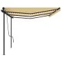 Toldo retráctil manual con postes amarillo y blanco 6x3 m de , Toldos - Ref: Foro24-3070203, Precio: 674,56 €, Descuento: %