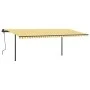Toldo retráctil manual con postes amarillo y blanco 6x3 m de , Toldos - Ref: Foro24-3070203, Precio: 674,56 €, Descuento: %