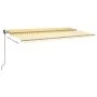 Toldo retráctil manual con postes amarillo y blanco 6x3 m de , Toldos - Ref: Foro24-3070203, Precio: 674,56 €, Descuento: %