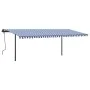 Manual retractable awning with blue and white poles 6x3.5 m by , Awnings - Ref: Foro24-3070276, Price: 683,43 €, Discount: %