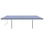 Manuell einziehbare Markise mit blauen und weißen Stangen 6x3,5 m von , Markisen - Ref: Foro24-3070276, Preis: 710,74 €, Raba...