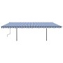 Manuell einziehbare Markise mit blauen und weißen Stangen 6x3,5 m von , Markisen - Ref: Foro24-3070276, Preis: 709,46 €, Raba...
