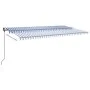 Manual retractable awning with blue and white poles 6x3.5 m by , Awnings - Ref: Foro24-3070276, Price: 683,43 €, Discount: %