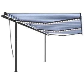 Toldo retráctil manual con luz LED azul y blanco 6x3,5 m de , Toldos - Ref: Foro24-3070281, Precio: 715,61 €, Descuento: %