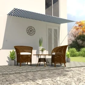 Retractable awning 300x150 cm blue and white by , Awnings - Ref: Foro24-143749, Price: 64,02 €, Discount: %