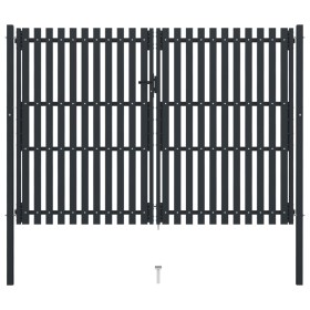 Doppeltes Zauntor aus anthrazitgrauem Stahl, 306 x 250 cm von , Gartentore - Ref: Foro24-146355, Preis: 667,23 €, Rabatt: %
