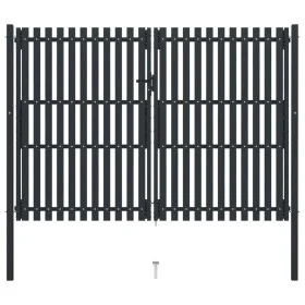 Doppeltes Zauntor aus anthrazitgrauem Stahl, 306 x 250 cm von , Gartentore - Ref: Foro24-146355, Preis: 655,42 €, Rabatt: %