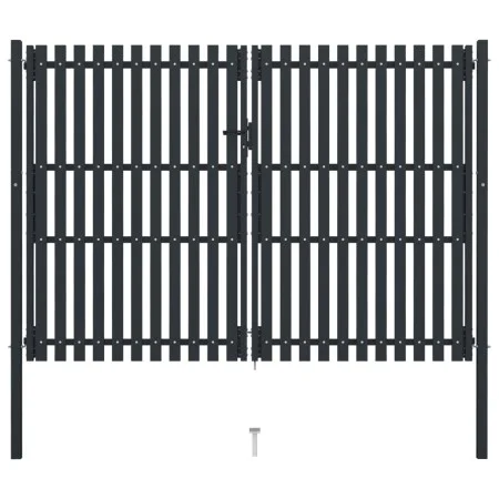 Cancela doble de valla de acero gris antracita 306x250 cm de , Puertas de jardín - Ref: Foro24-146355, Precio: 655,36 €, Desc...