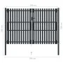 Cancela doble de valla de acero gris antracita 306x250 cm de , Puertas de jardín - Ref: Foro24-146355, Precio: 655,36 €, Desc...