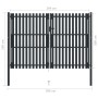 Doppeltes Zauntor aus anthrazitgrauem Stahl, 306 x 250 cm von , Gartentore - Ref: Foro24-146355, Preis: 667,23 €, Rabatt: %