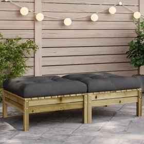 Taburetes de jardín con cojines 2 uds madera de pino impregnada by , Modular outdoor sofas - Ref: Foro24-838172, Price: 129,3...