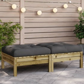 Taburetes de jardín con cojines 2 uds madera de pino impregnada by , Modular outdoor sofas - Ref: Foro24-838172, Price: 107,4...