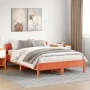 Bed frame with pine wood headboard in brown wax finish 120x200 cm by , Beds and slatted bases - Ref: Foro24-842601, Price: 12...