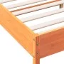 Bed frame with pine wood headboard in brown wax finish 120x200 cm by , Beds and slatted bases - Ref: Foro24-842601, Price: 12...