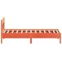 Bed frame with wax brown pine wood headboard 100x200 cm by , Beds and slatted bases - Ref: Foro24-842657, Price: 95,95 €, Dis...