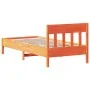 Bed frame with wax brown pine wood headboard 100x200 cm by , Beds and slatted bases - Ref: Foro24-842657, Price: 95,95 €, Dis...