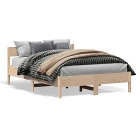 White pine wood bed frame with headboard 150x200cm by , Beds and slatted bases - Ref: Foro24-842746, Price: 114,87 €, Discoun...