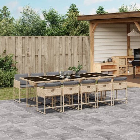 Set comedor de jardín 11 pzas con cojines ratán sintético beige by , Garden sets - Ref: Foro24-3211296, Price: 709,51 €, Disc...