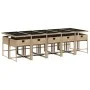 Garten-Essgruppe 11-teilig mit Kissen aus synthetischem Rattan in Beige. von , Gartensets - Ref: Foro24-3211296, Preis: 808,6...
