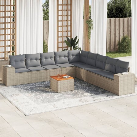 Juego de sofás jardín con cojines beige 10 pzas ratán sintético by , Garden sets - Ref: Foro24-3225492, Price: 588,68 €, Disc...