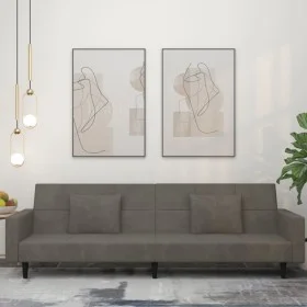 Sofá cama de 2 plazas con dos almohadas terciopelo gris oscuro by , Sofas - Ref: Foro24-375817, Price: 276,38 €, Discount: %