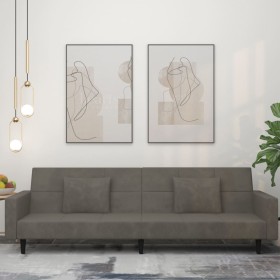 Sofá cama de 2 plazas con dos almohadas terciopelo gris oscuro de , Sofás - Ref: Foro24-375817, Precio: 281,25 €, Descuento: %