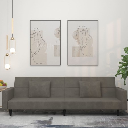 Sofá cama de 2 plazas con dos almohadas terciopelo gris oscuro by , Sofas - Ref: Foro24-375817, Price: 281,25 €, Discount: %