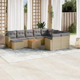 Set de sofás de jardín 11pzas con cojines ratán sintético beige by , Modular outdoor sofas - Ref: Foro24-3224414, Price: 633,...
