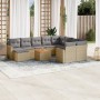 Gartensofa-Set 11-teilig mit beigen Polstern aus synthetischem Rattan von , Modulare Sofas für den Außenbereich - Ref: Foro24...
