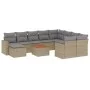 Set de sofás de jardín 11pzas con cojines ratán sintético beige by , Modular outdoor sofas - Ref: Foro24-3224414, Price: 633,...