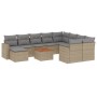 Set de sofás de jardín 11pzas con cojines ratán sintético beige by , Modular outdoor sofas - Ref: Foro24-3224414, Price: 622,...
