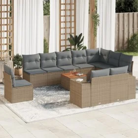 Set de sofás de jardín 11pzas con cojines ratán sintético beige by , Garden sets - Ref: Foro24-3225499, Price: 673,23 €, Disc...