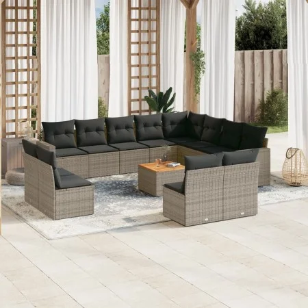 Set sofás de jardín con cojines 13 piezas ratán sintético gris by , Modular outdoor sofas - Ref: Foro24-3224373, Price: 774,9...