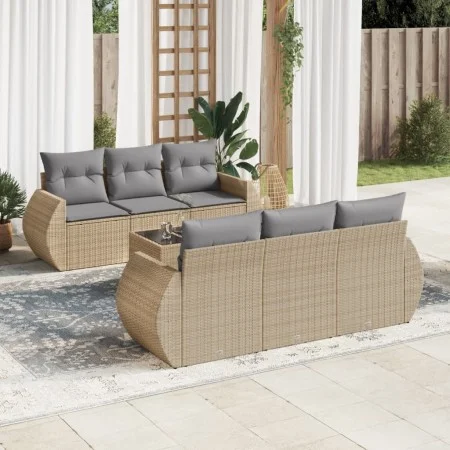 Set sofás de jardín 7 piezas y cojines ratán sintético beige by , Garden sets - Ref: Foro24-3253446, Price: 512,53 €, Discoun...