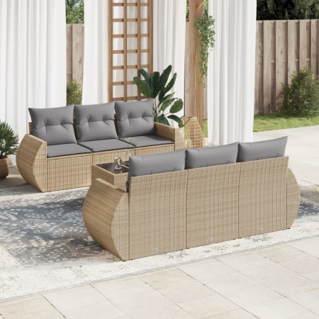 Set sofás de jardín 7 piezas y cojines ratán sintético beige by , Garden sets - Ref: Foro24-3253446, Price: 520,48 €, Discoun...