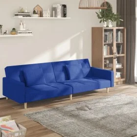 Sofá cama de 2 plazas con dos almohadas tela azul by , Sofas - Ref: Foro24-375803, Price: 274,40 €, Discount: %