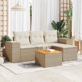 Gartensofa-Set mit 5-teiligen Kissen aus synthetischem Rattan in Beige. von , Gartensets - Ref: Foro24-3257745, Preis: 383,36...
