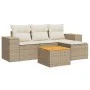 Juego de sofás jardín con cojines 5 pzas ratán sintético beige by , Garden sets - Ref: Foro24-3257745, Price: 383,39 €, Disco...