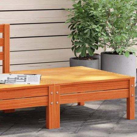 Massiver Gartenhocker aus braun gewachstem Kiefernholz. von , Modulare Sofas für den Außenbereich - Ref: Foro24-838016, Preis...