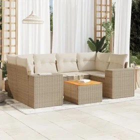 Gartensofagarnitur 7-teilig mit Kissen aus synthetischem Rattan in Beige. von , Gartensets - Ref: Foro24-3257675, Preis: 542,...