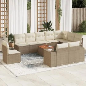 Gartensofa-Set 11-teilig mit beigen Polstern aus synthetischem Rattan von , Gartensets - Ref: Foro24-3257829, Preis: 753,44 €...