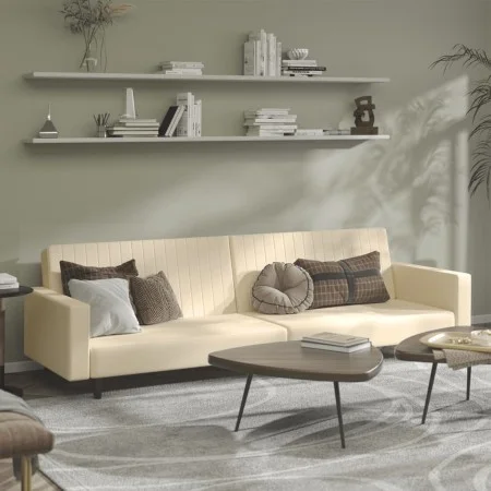 Sofá cama de 2 plazas terciopelo color crema by , Sofas - Ref: Foro24-375946, Price: 260,54 €, Discount: %