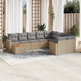Gartensofa-Set mit 10-teiligen beigen Kissen aus synthetischem Rattan. von , Modulare Sofas für den Außenbereich - Ref: Foro2...