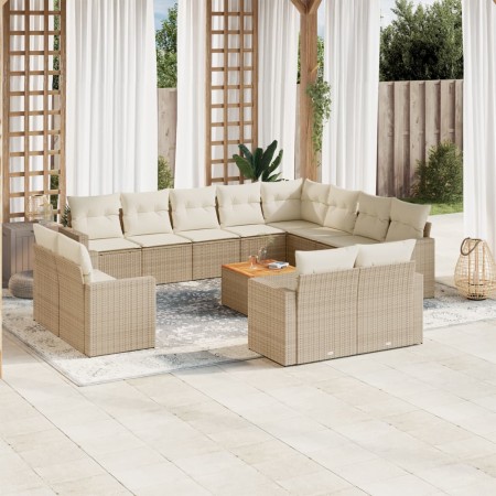 Set sofás de jardín con cojines 13 pzas ratán sintético beige by , Modular outdoor sofas - Ref: Foro24-3224392, Price: 928,28...